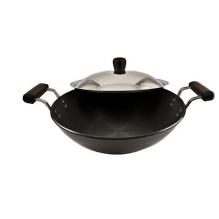 Hawkins Hawkins L72 Futura Hard Anodised Deep-Fry Pan Kadhai with Steel Lid and Flat Bottom - 7.5 Litres L72